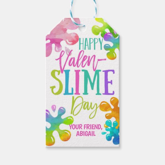 Étiquettes-cadeau Balise de préférence Slime Valentine (Devant)