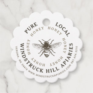 Étiquettes Cadeau Balise de produit Apiary pour le miel blanc ou kra