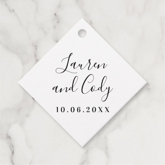 Étiquettes Cadeau Balise de script moderne blanc et noir Favoriser (Devant)