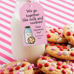 Étiquettes-cadeau Balise de traitement Valentine "Milk and Cookies"