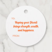 Étiquettes Cadeau Balise de voeux Diwali Orange Rangoli (Dos)
