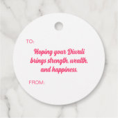 Étiquettes Cadeau Balise de voeux Diwali Rose Rangoli (Dos)