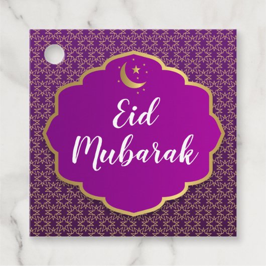 Étiquettes Cadeau Balise Eid Moubarak Purple (Devant)