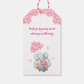 Étiquettes-cadeau Balise Eléphant mignon Et Merci Balloon Rose (Dos)