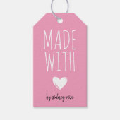 Étiquettes-cadeau Balise Fabriqué avec amour Coeur rose Hang (Devant)
