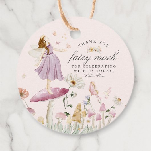 Étiquettes Cadeau Balise Fairy Garden Anniversaire ou Baby shower Fa (Dos)