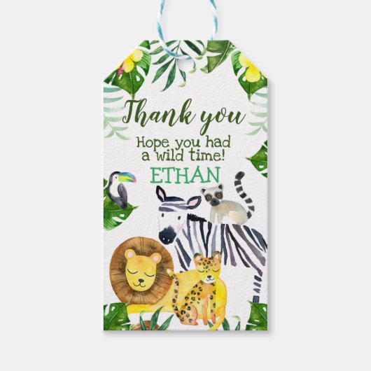 Étiquettes-cadeau Balise Favoris pour l'anniversaire du Safari du ga (Devant)