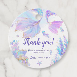 Étiquettes Cadeau Balise Favoris ronde Baby shower sirène