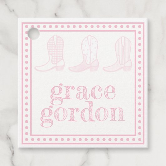 Étiquettes Cadeau Balise Favoriser les bottes roses (Devant)