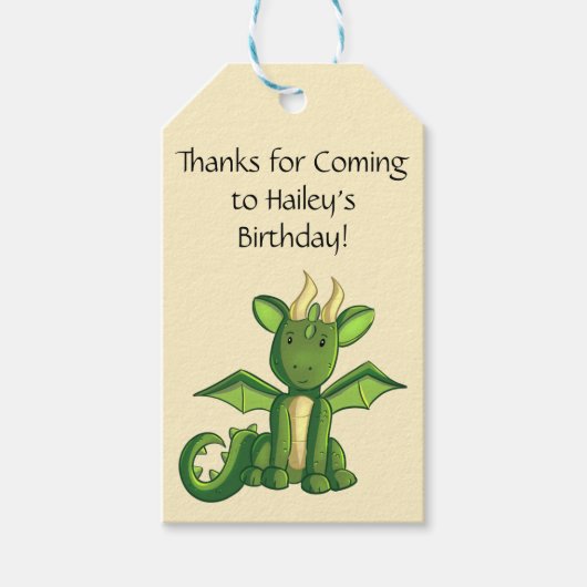 Étiquettes-cadeau Balise Fête d'anniversaire du dragon Favoriser (Devant)