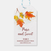 Étiquettes-cadeau Balise Feuille Vente d'affaires de sirop d'érable (Dos)