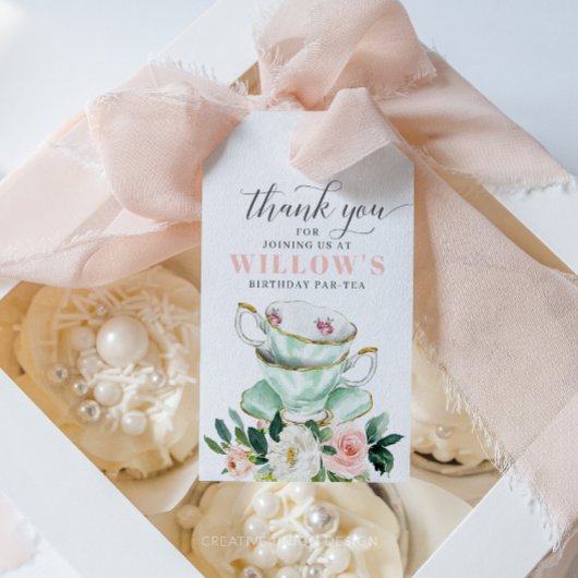 Étiquettes-cadeau Balise Fille Anniversaire Tea Party Favoriser