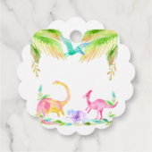 Étiquettes Cadeau Balise Fille Rose Dinosaur Favoriser (Dos)