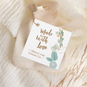 Étiquettes Cadeau Balise Fleur Brodée Fabriquée Avec Amour