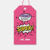 Étiquettes-cadeau Balise Girl Superhero Merci, Superhero Favor (Devant)