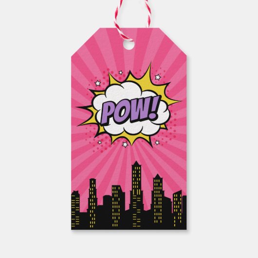 Étiquettes-cadeau Balise Girl Superhero Merci, Superhero Favor (Dos)