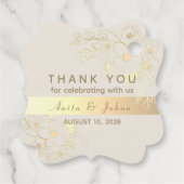 Étiquettes Cadeau Balise Gold Floral Mariage Merci Favoriser (Dos)