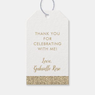 Étiquettes-cadeau Balise Gold Parties scintillant & Gold Favor