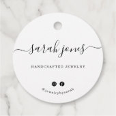 Étiquettes Cadeau Balise Hang du script de calligraphie blanche rond (Dos)