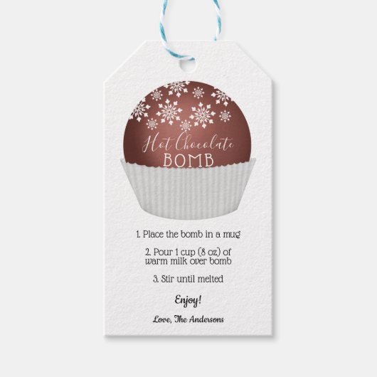 Étiquettes-cadeau Balise Instructions relatives aux bombes au chocol (Devant)