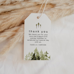 Étiquettes-cadeau Balise JENNA Rustic Watercolor Pine Tree Favoriser