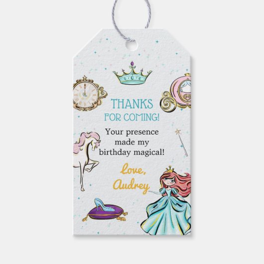 Étiquettes-cadeau Balise Magical Princess Fairytale Favor Merci (Devant)