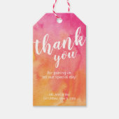 Étiquettes-cadeau Balise Mariage d'aquarelle rose orange (Devant)