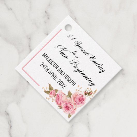 Étiquettes Cadeau Balise Mariage rose vif (Devant)