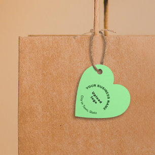 Étiquettes Cadeau Balise Marque commerciale sur forme de coeur vert 