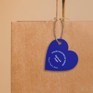 Étiquettes Cadeau Balise Marque d'entreprise sur forme de coeur bleu