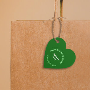 Étiquettes Cadeau Balise Marque d'entreprise sur forme de coeur vert