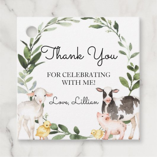 Étiquettes Cadeau Balise Merci Animaux de ferme (Devant)