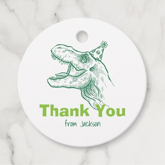 Étiquettes Cadeau Balise Merci d'anniversaire de Dinosaur (Devant)