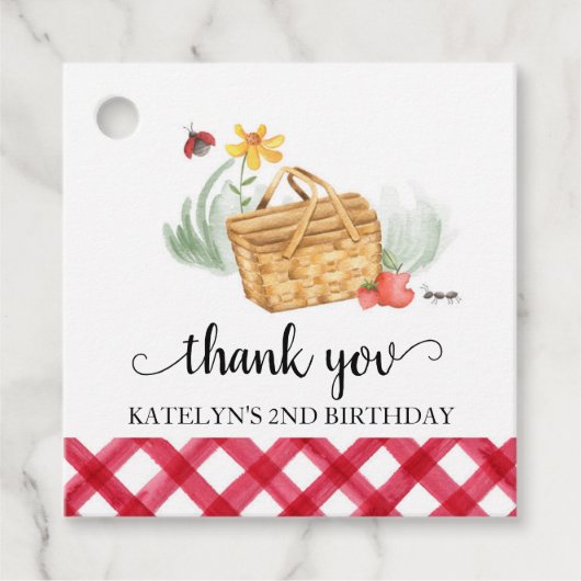 Étiquettes Cadeau Balise Merci d'anniversaire de pique-nique (Devant)