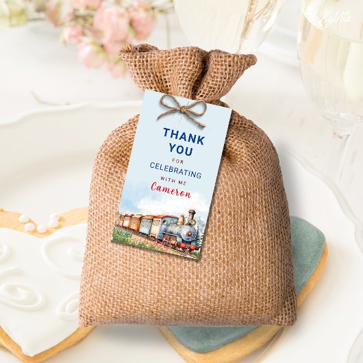 Étiquettes-cadeau Balise Merci d'anniversaire de train modifiable