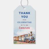 Étiquettes-cadeau Balise Merci d'anniversaire de train modifiable (Devant)
