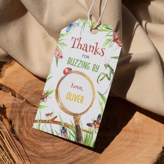 Étiquettes-cadeau Balise Merci d'anniversaire des insectes