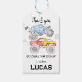 Étiquettes-cadeau Balise Merci d'anniversaire du camion Monster (Devant)