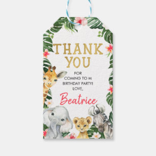 Étiquettes-cadeau Balise Merci d'anniversaire Floral Safari
