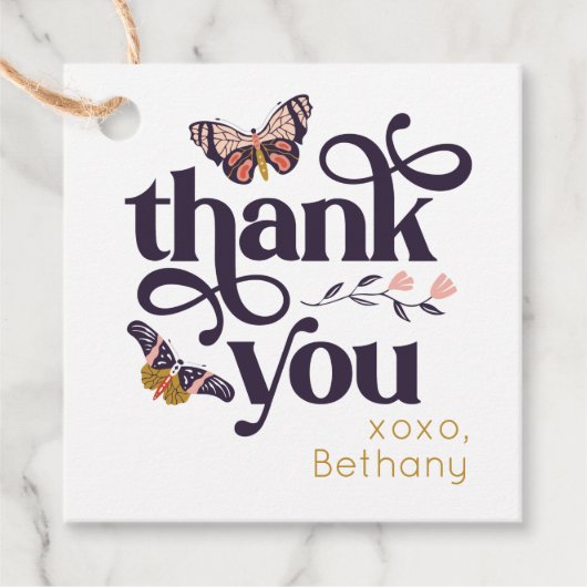 Étiquettes Cadeau Balise Merci d'anniversaire papillon Favoriser (Devant)