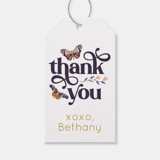 Étiquettes-cadeau Balise Merci d'anniversaire papillon Favoriser (Devant)