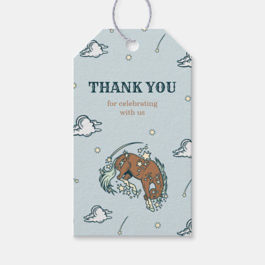 Étiquettes-cadeau Balise Merci d'anniversaire Wild West Horse (Devant)