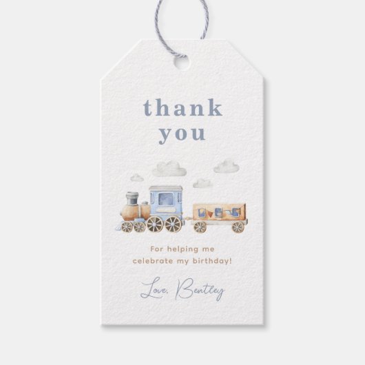 Étiquettes-cadeau Balise Merci de fête d'anniversaire du train (Devant)