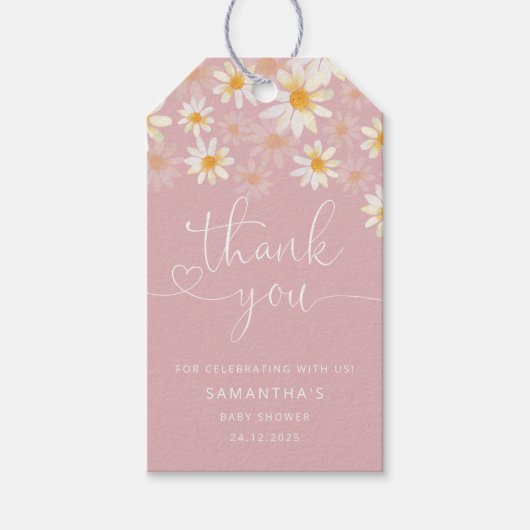 Étiquettes-cadeau Balise Merci Fleur sauvage aquarelle (Devant)