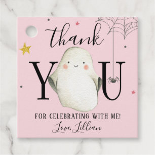 Étiquettes Cadeau Balise Merci Halloween rose