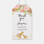 Étiquettes-cadeau Balise Merci moderne Dino rose et or (Dos)