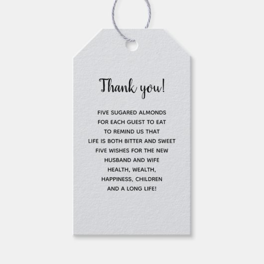 Étiquettes-cadeau Balise Merci personnalisé Almond Wedding Favor (Devant)