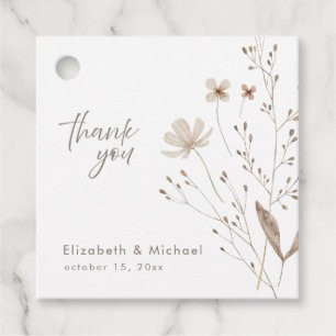 Étiquettes Cadeau Balise Minimaliste Aquarelle Florale Mariage Faveu