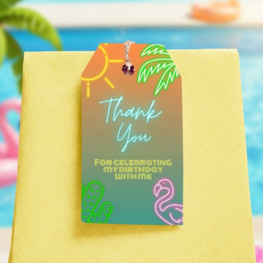 Étiquettes-cadeau Balise Neon Favor Pool Party