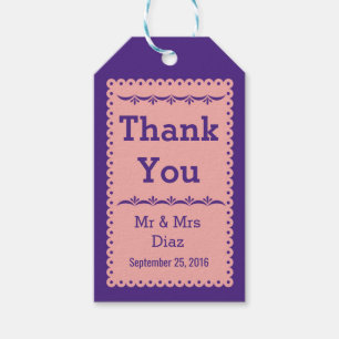 Étiquettes-cadeau Balise Papel Picado rose & violet mariage Favor